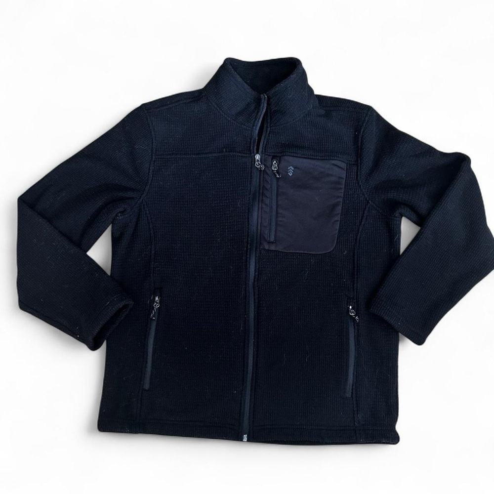 Free Country warm black warm fleece winter jacket w pockets/zipper.